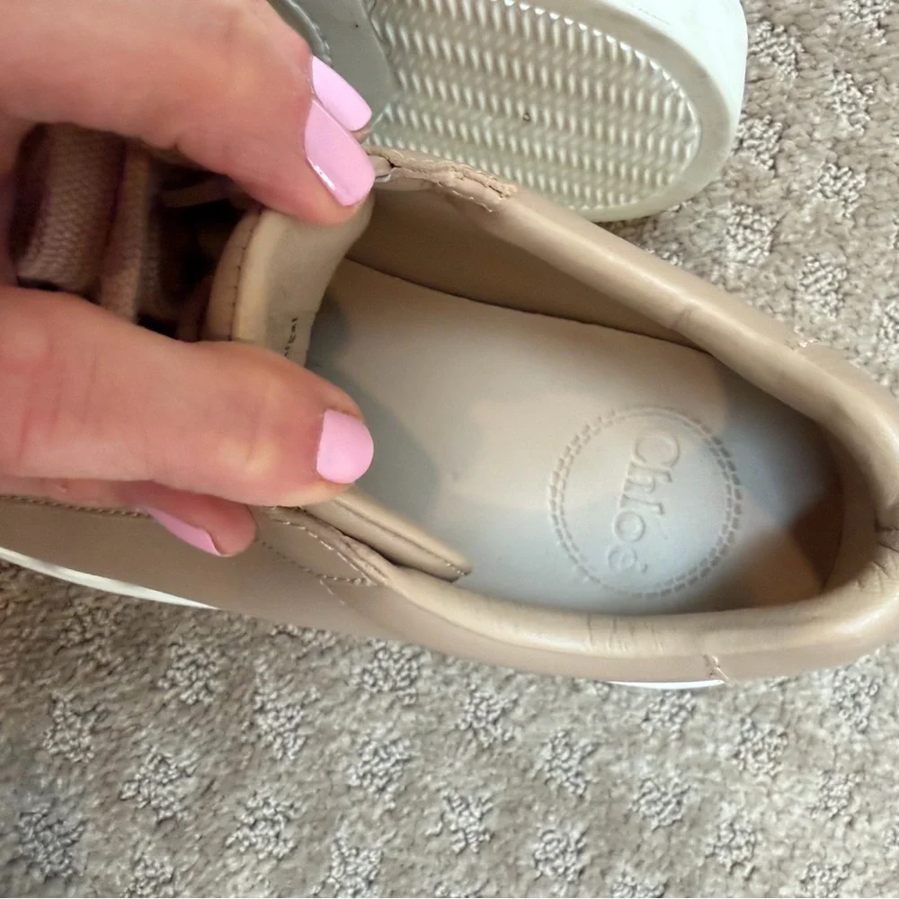 Chloé Lauren Tan Leather Platform Sneakers - Picture 6 of 7